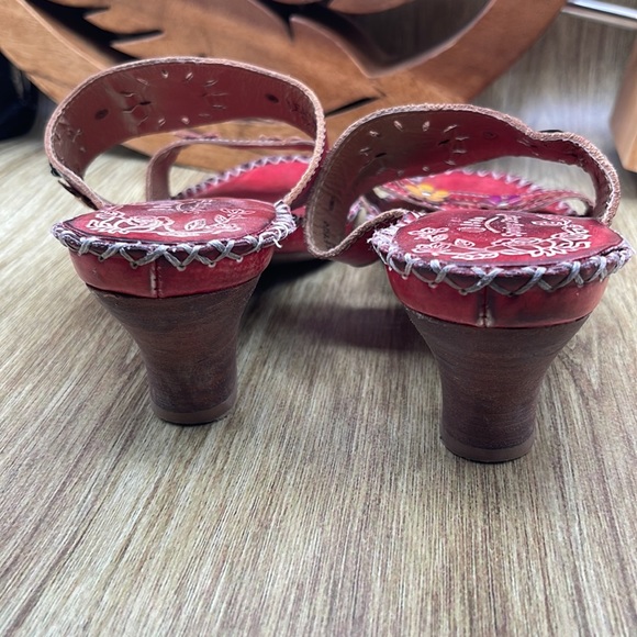 Spring Step Floral Heeled Sandals - 39 (EU) (Red) - Picture 4 of 8